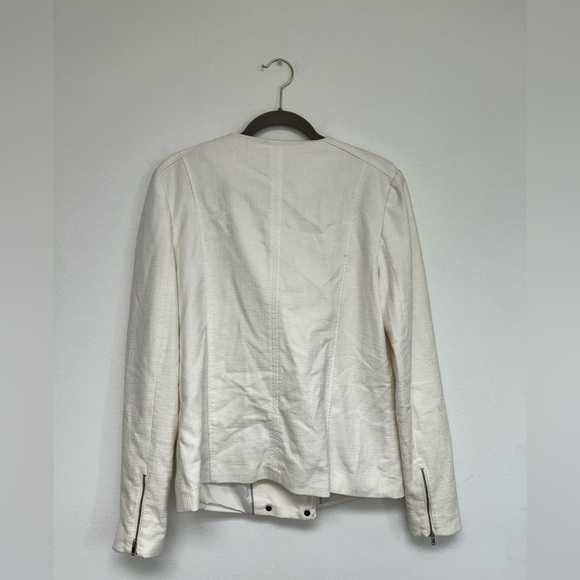 Banana Republic White Zip Up Women’s cotton bomber Jacket size 12 - Picture 3 of 7